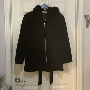Black Women's Jacket with Fur Trim